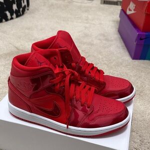 Nike Red Patent Leather High-Top Sneakers